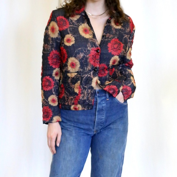 🚨Ubu Floral Reversible Semi Quilted Cardigan Jacket With Pockets - Picture 15 of 15